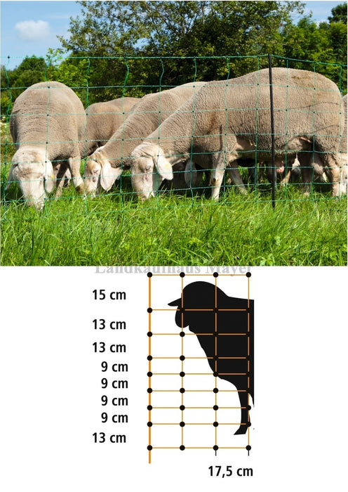 Schafnetz 90cm 50m Einzelspitze grün elektrifizierbar