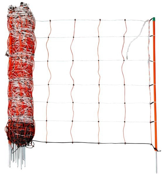 Schafnetz Topline Netz Höhe 90cm, 50m Doppelspitze Orange/Weiß