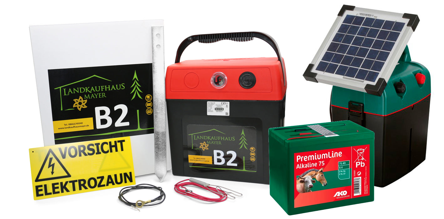 Weidezaungerät B2 Multi 9V/12V Ohne/mit Batterie, Solarmodul möglich